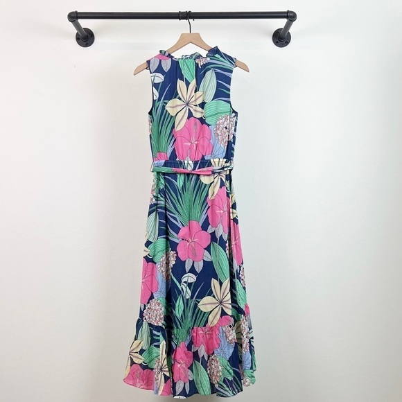 NWT Talbots Cotton Voile Hibiscus Sleeveless Ruffle Maxi Dress - Picture 8 of 9